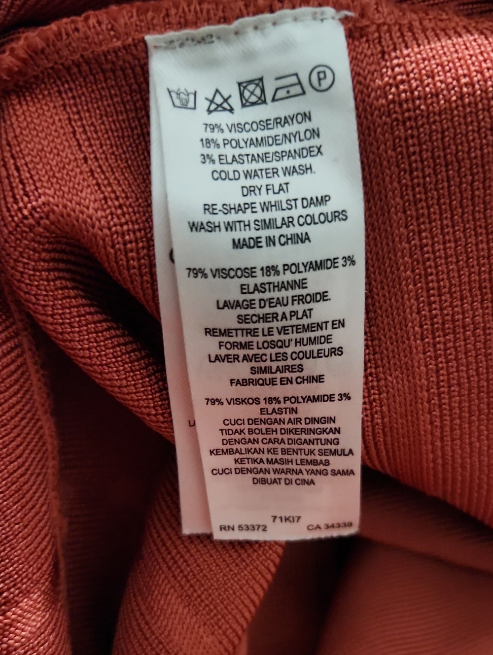 French Connection Miami Spotlight Burnt Orange Bandage Mini Bodycon Dress Sz 14 - Picture 7 of 7